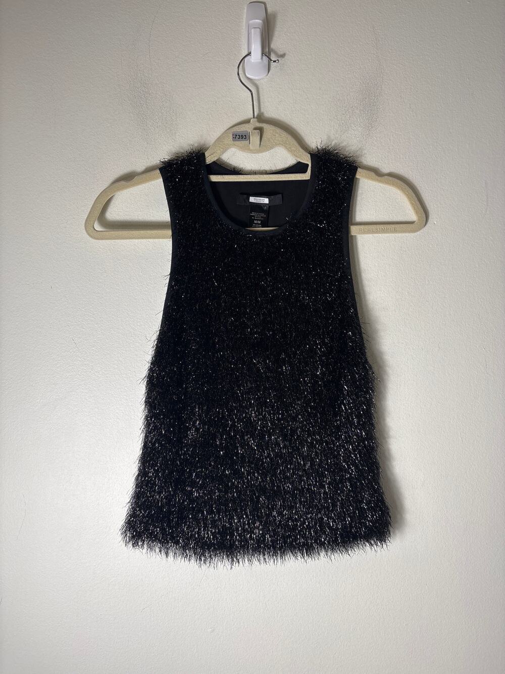 Smythe Black Tinsel Sleeveless Crop Crewneck Tank Sz M